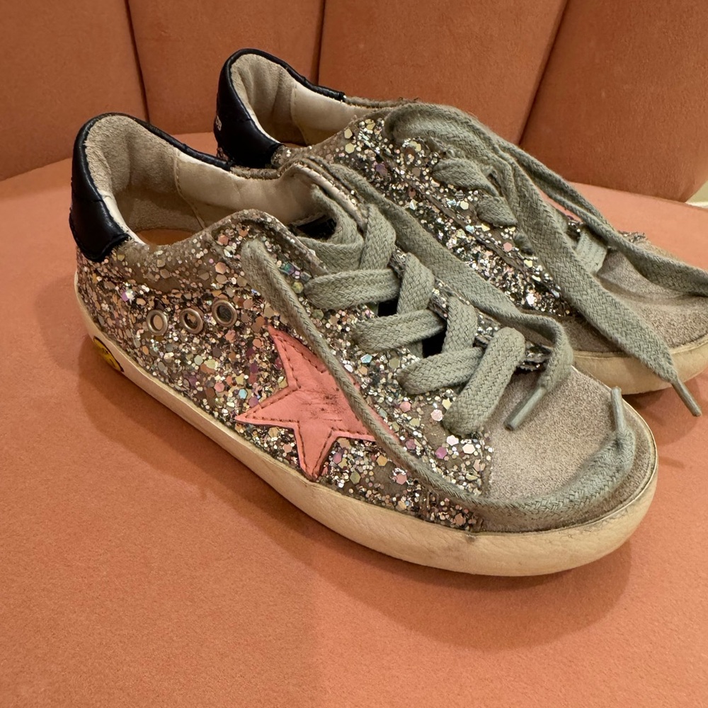 Golden Goose Girls Sneakers Gray Silver Glitter Size 27